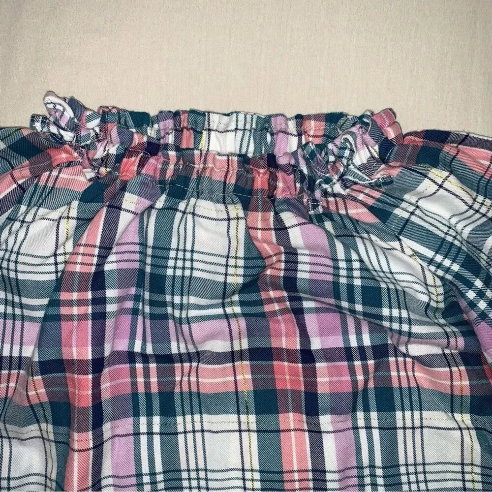 Plaid Shirt Girls 5T Bow Neck Country Western Soft Fall Preppy Top Gold Metallic